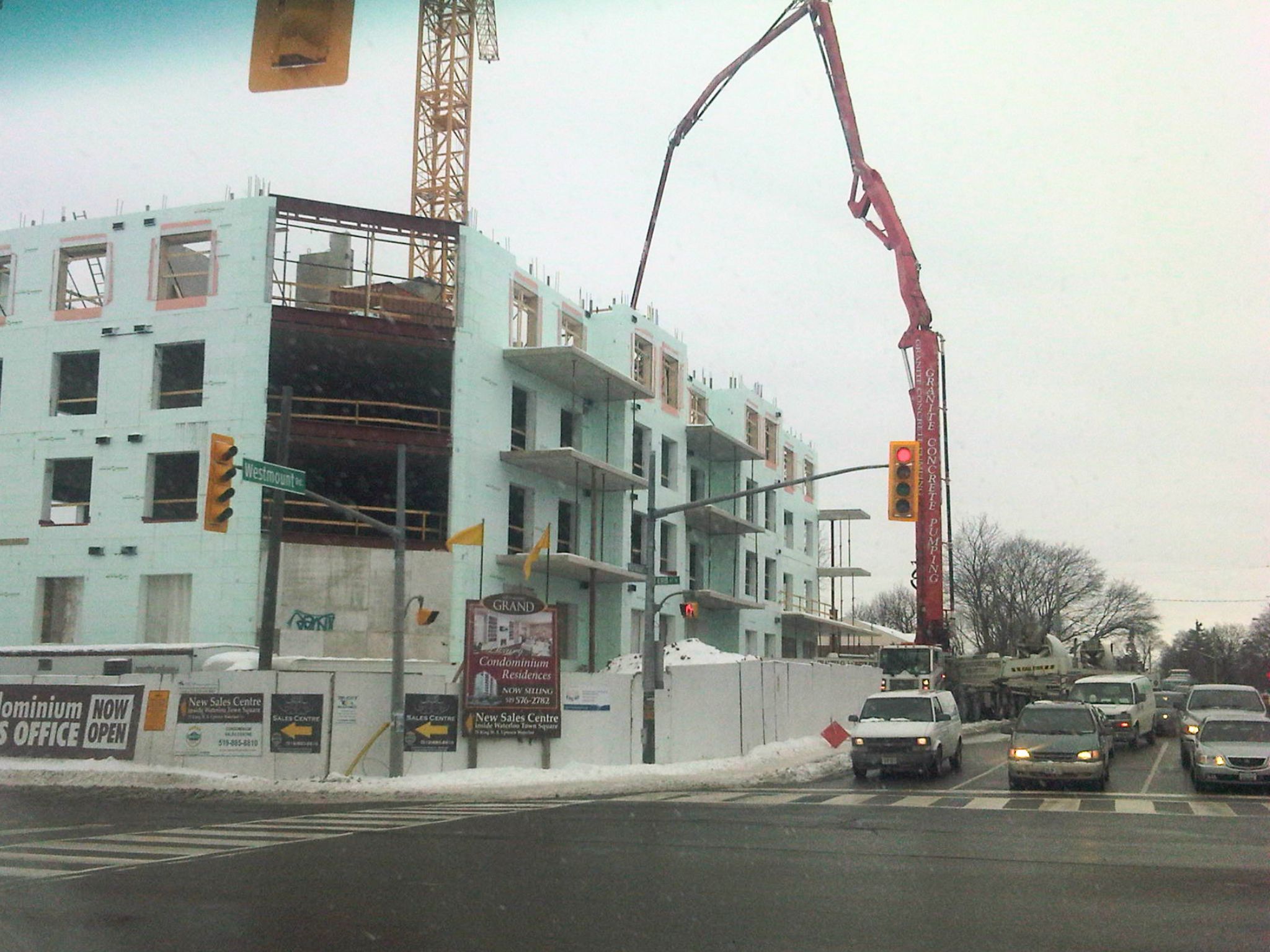 Grand Condominium Residences construction site on Westmount Road in Kitchener–Waterloo