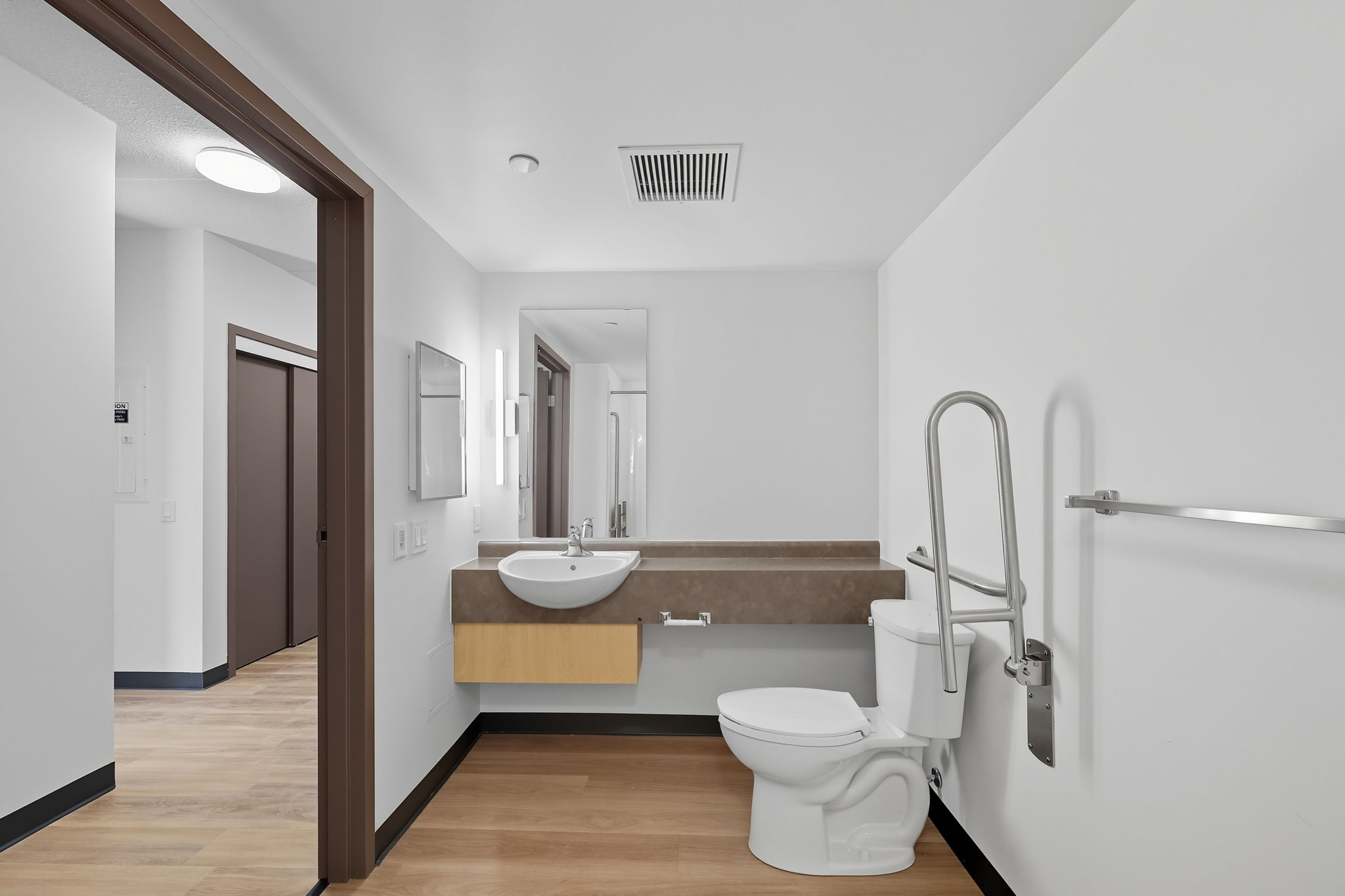 Accessible vanity and bathroom