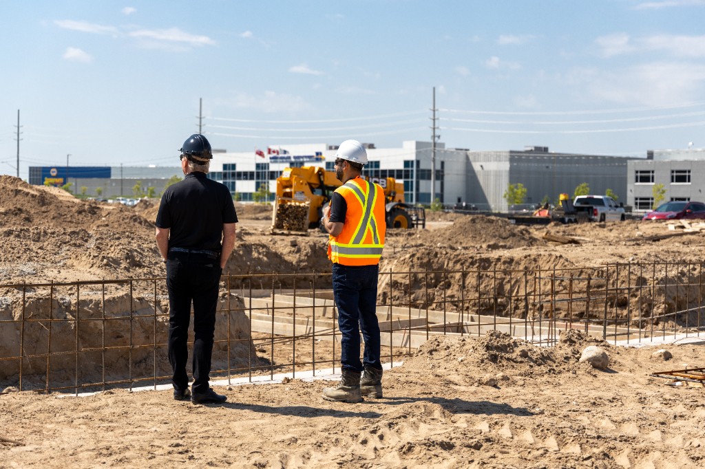 Jackman Construction team reviewing work on an active project site