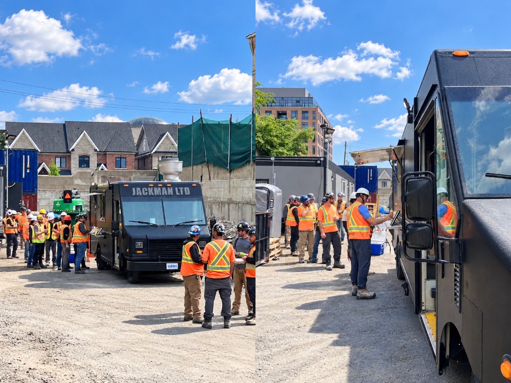 Jackman site team gathered for a food truck event