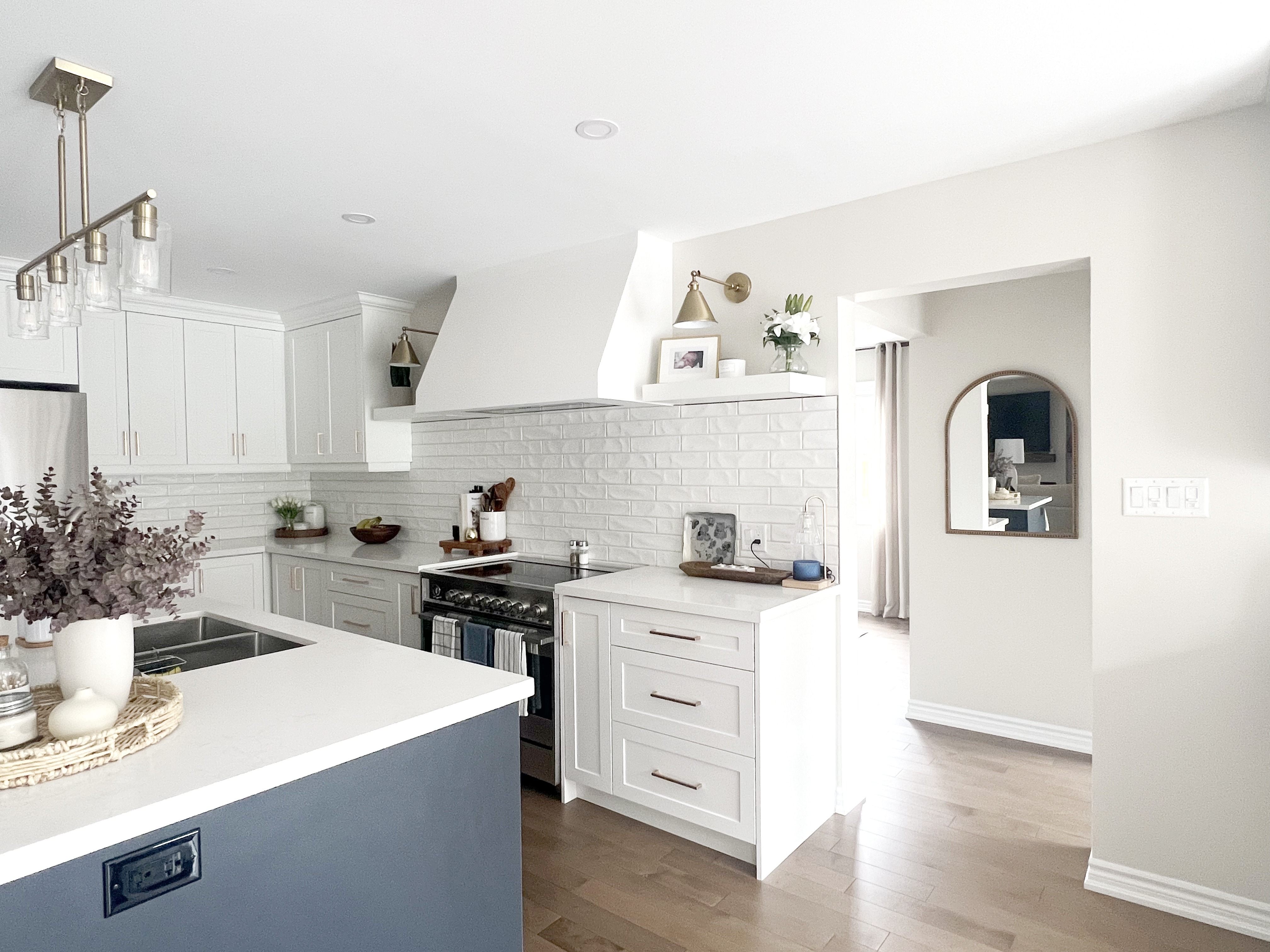 Bright renovated kitchen and living area